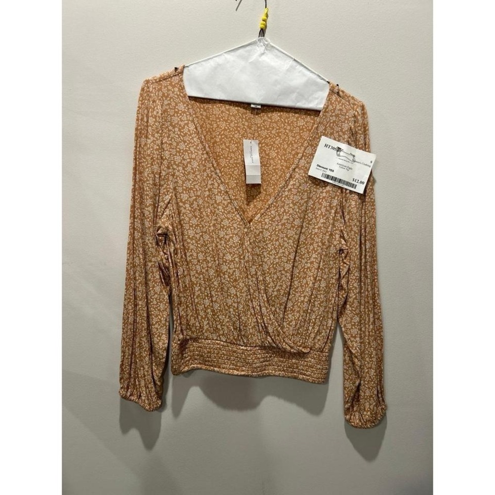 American Eagle NEW Yellow Flower Top S